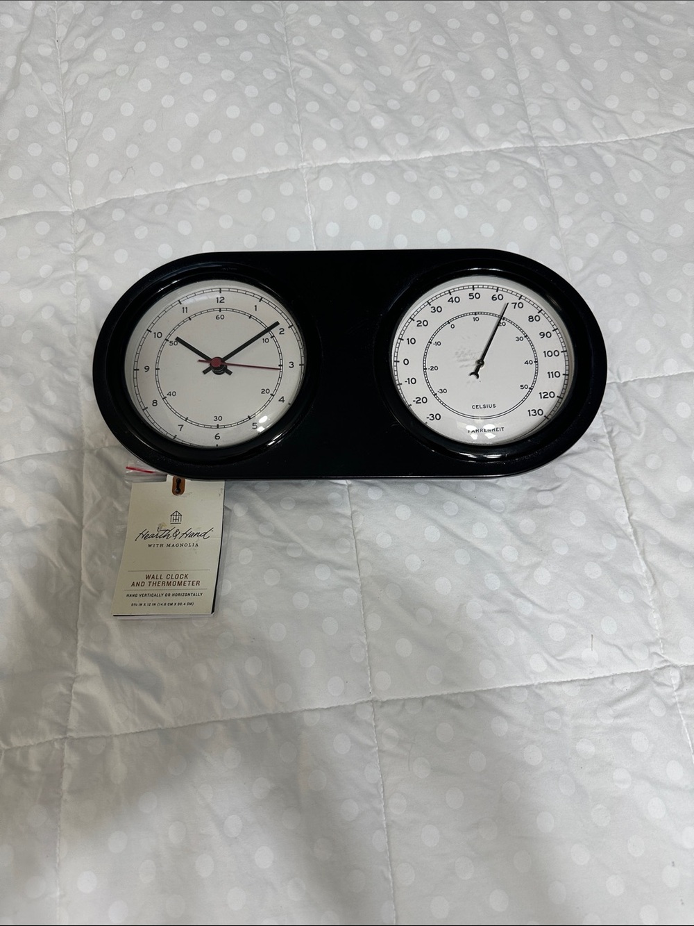 Hearth & Hand Black Wall Clock and Thermometer Duo